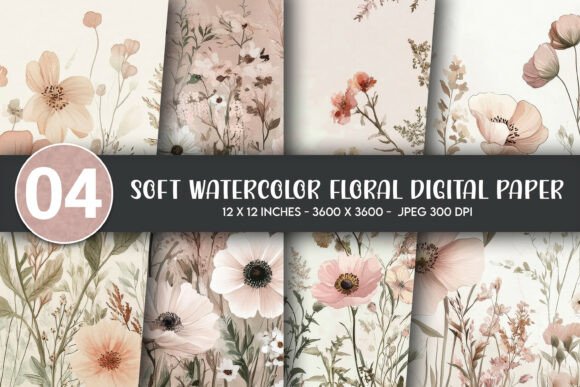 Download Soft Watercolor Floral Digital Paper - Floral Collection