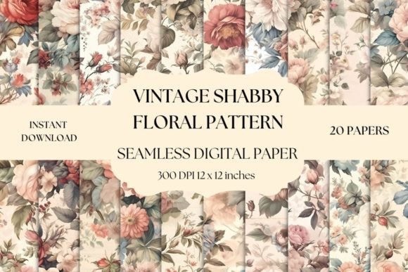 Download Vintage Shabby Chic Floral Pattern - Floral Collection
