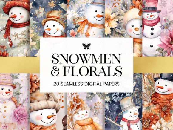 Download Snowmen and Florals Christmas Patterns - Floral Collection