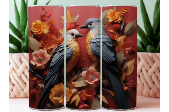 Download 3d Floral Birds Tumbler Sublimation - Floral Collection