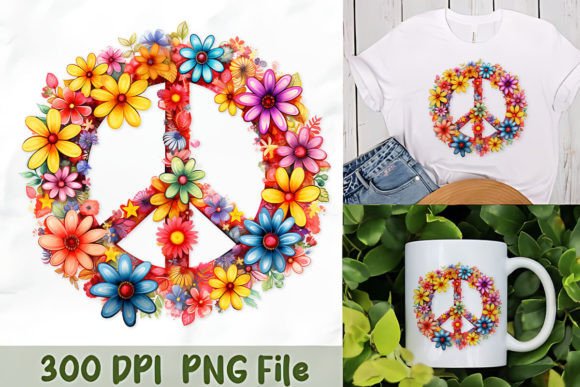 Download Floral Peace Sign in Vibrant Colors - Floral Collection