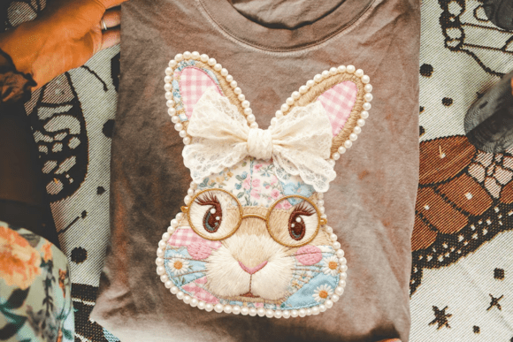 Download Faux Pearl Patchwork Floral Bunny PNG - Floral Collection