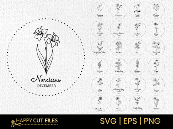 Download Birth Flower Svg Bundle Floral Clipart - Floral Collection