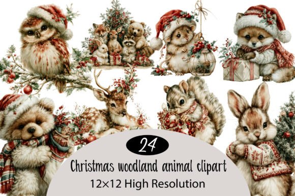 Download Christmas Woodland Animal Clipart Bundle - Woodland animal Collection