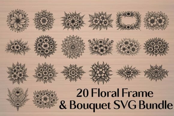 Download Floral Frame &amp; Bouquet SVG Bundle - Floral Collection