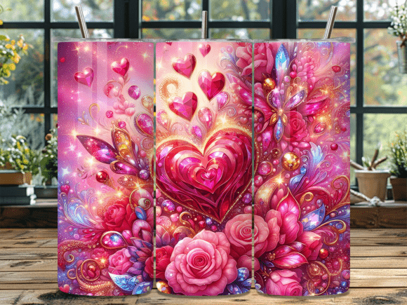 Download Floral Gemstone Heart Design Tumbler - Floral Collection