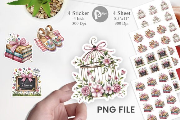 Download Pink Gingham Summer Florals Sticker - Floral Collection