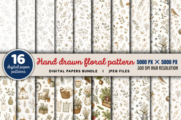 Download Hand Drawn Floral Pattern Bundle - Floral Collection