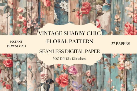 Download Vintage Shabby Chic Floral Pattern - Floral Collection