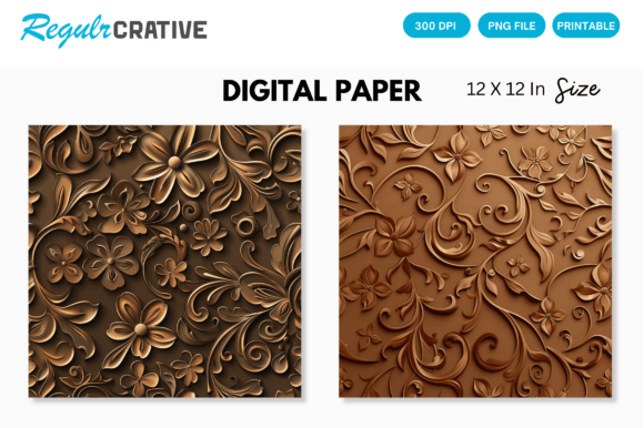 Download Copper Floral Seamless Digital Paper - Floral Collection