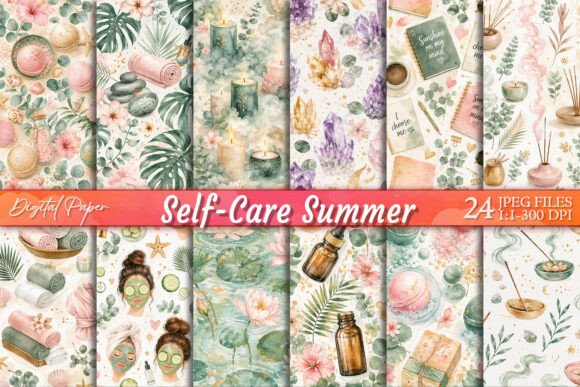 Download Self‑Care Summer Florals Digital Paper - Floral Collection