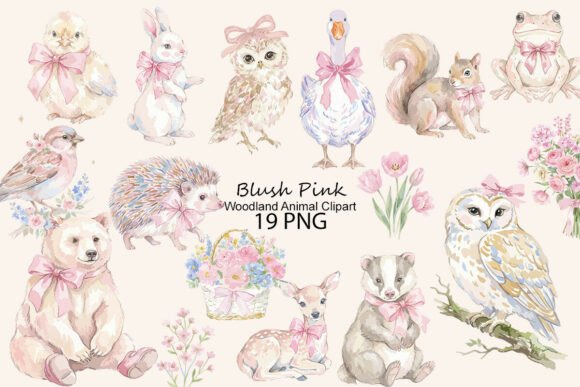 Download Blush Pink Woodland Animal Clipart - Woodland animal Collection