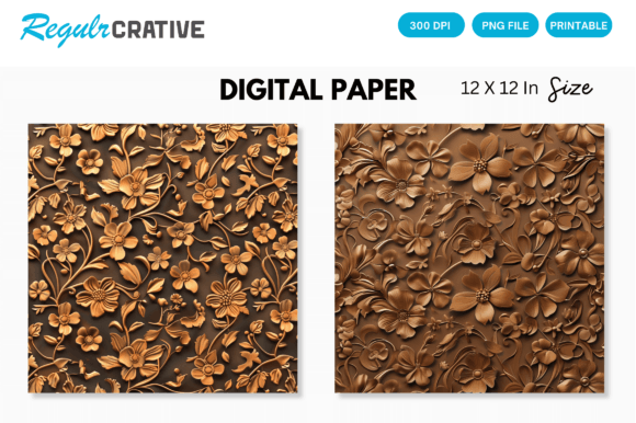 Download Copper Floral Seamless Digital Paper - Floral Collection