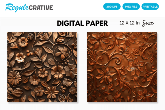 Download Copper Floral Seamless Digital Paper - Floral Collection