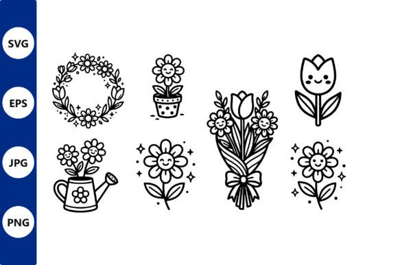 Download Cute Floral Bouquet Black White Vector - Floral Collection