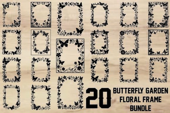 Download Butterfly Garden Floral Frame Bundle - Floral Collection