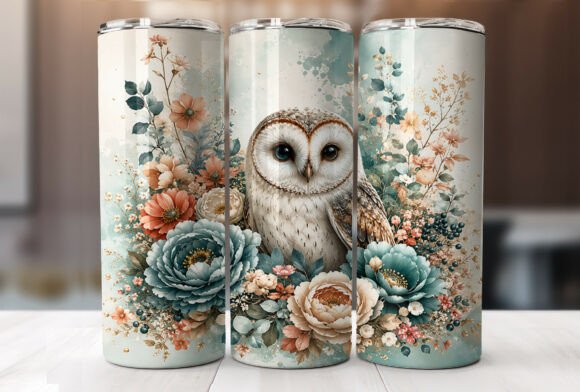 Download Woodland Owl Floral 20 Oz Tumbler Wraps - Floral Collection