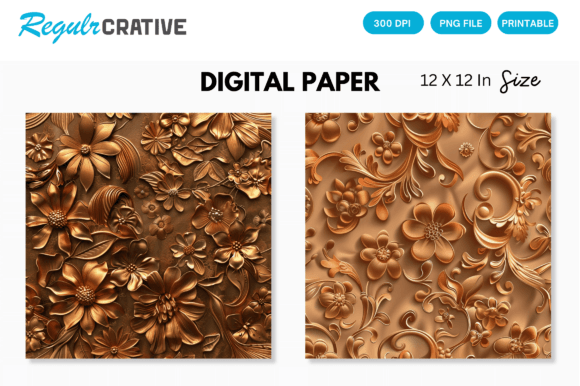 Download Copper Floral Seamless Digital Paper - Floral Collection