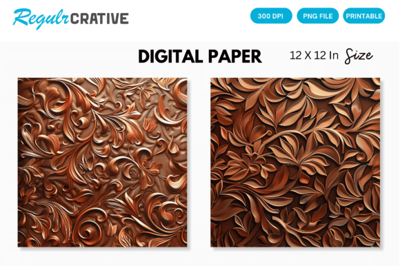 Download Copper Floral Seamless Digital Paper - Floral Collection