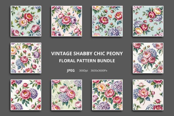 Download Vintage Shabby Chic Peony Floral Pattern - Floral Collection