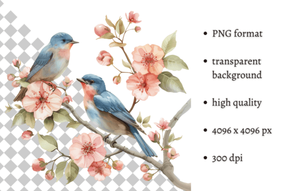 Download Watercolor Spring Floral Birds Clipart - Floral Collection