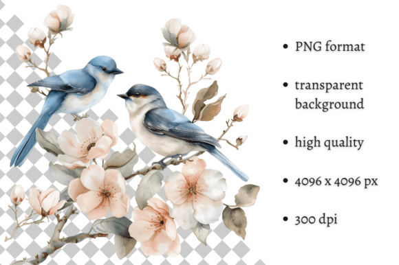 Download Watercolor Spring Floral Birds Clipart - Floral Collection