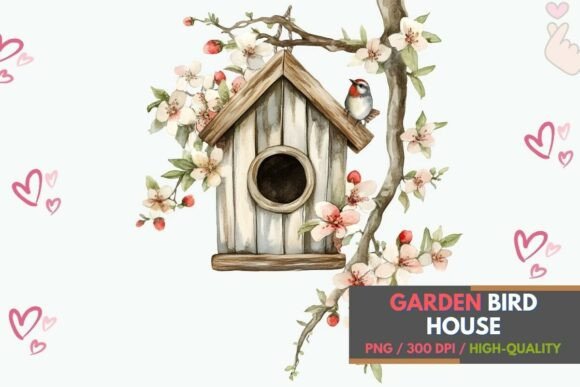 Download Garden Bird House with Floral Accents - Floral Collection