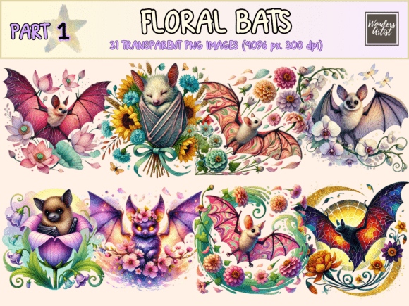 Download Floral Bats Clipart - Floral Collection