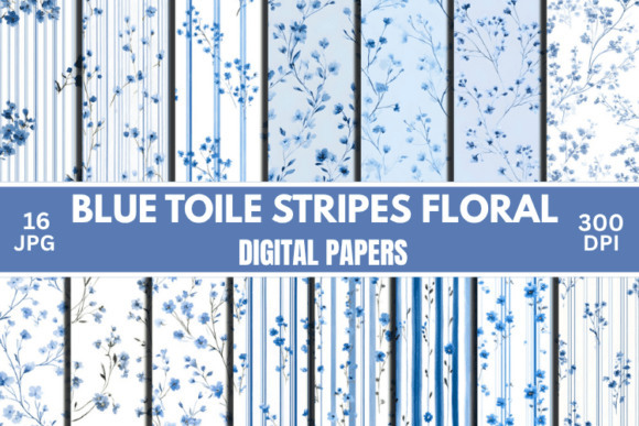 Download Blue Toile Digital Paper, Floral Pattern - Floral Collection