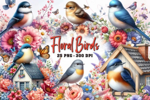 Download Watercolor Floral Birds Clipart - Floral Collection
