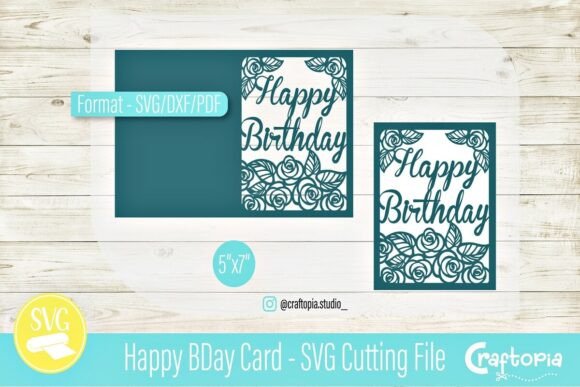 Download Happy Floral BDay Card – SVG Cut File - Floral Collection