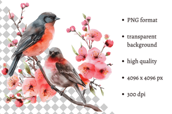 Download Watercolor Spring Floral Birds Clipart - Floral Collection