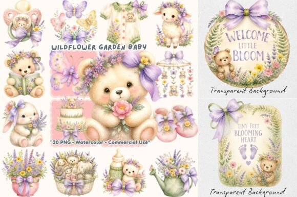 Download Wildflower Garden Floral TeddyBear Baby - Floral Collection