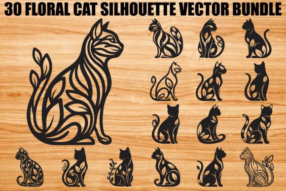 Download Floral Cat Silhouette Bundle - Floral Collection