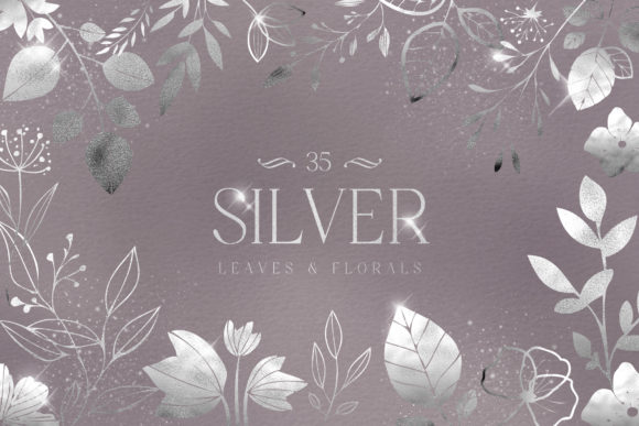 Download Silver Foil Leaves Flowers Florals PNG - Floral Collection