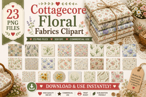 Download Cottagecore Floral Fabrics Clipart - Floral Collection