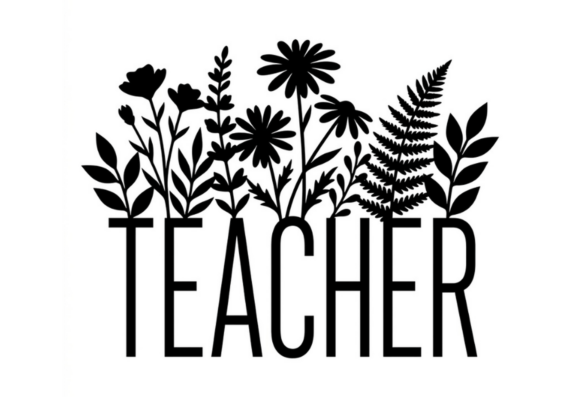 Download Teacher Floral Black and White SVG - Floral Collection