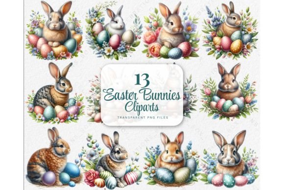 Download Easter Floral Bunnies Clipart - Floral Collection