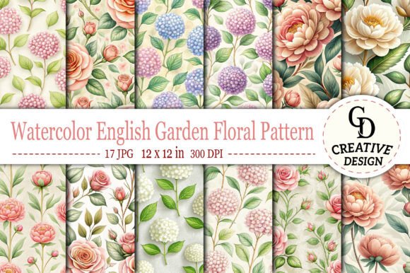 Download Watercolor English Garden Floral Pattern - Floral Collection