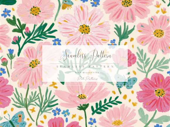 Download Minimalist Cottage Garden Floral Seamless Pattern PNG - Floral Collection