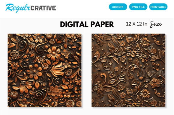 Download Copper Floral Seamless Digital Paper - Floral Collection
