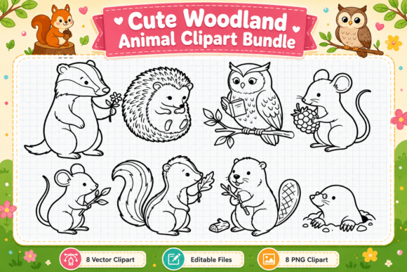Download Cute Woodland Animal Digital Clipart - Woodland animal Collection