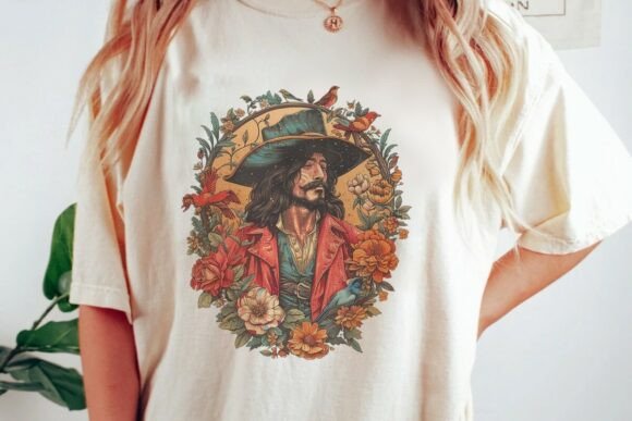 Download Baroque Man Floral Birds Portrait Png - Floral Collection