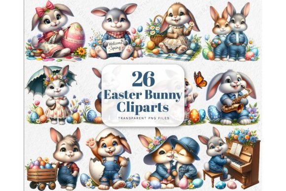 Download Easter Floral Bunnies PNG Clipart - Floral Collection