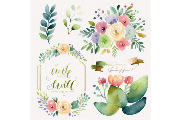 Download Soft Watercolor Floral Wedding Set - Floral Collection