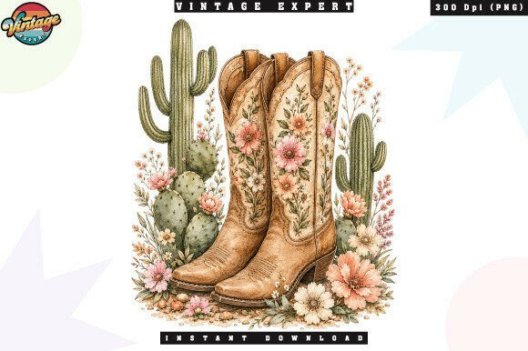 Download Floral Western Cowgirl Boots Desert PNG - Floral Collection