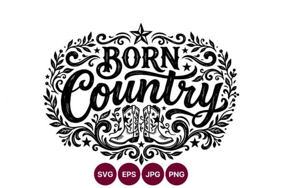 Download Born Country Lettering with Floral Frame - Floral Collection