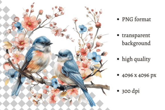 Download Watercolor Spring Floral Birds Clipart - Floral Collection