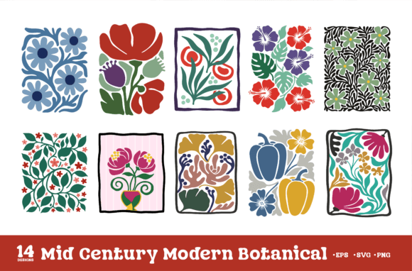 Download Mid Century Modern Botanical - Modern botanical Collection