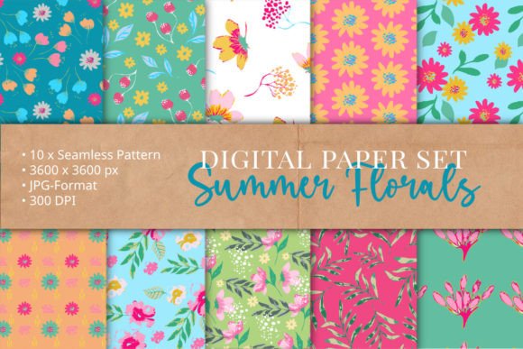 Download Summer Florals Seamless Pattern Set - Floral Collection